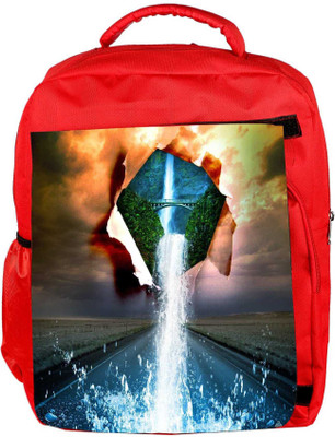 

Snoogg Eco Friendly Canvas Nature Water Pouring Designer Backpack Rucksack School Travel Unisex Casual Canvas Bag Bookbag Satchel 5 L Laptop Backpack(Red)