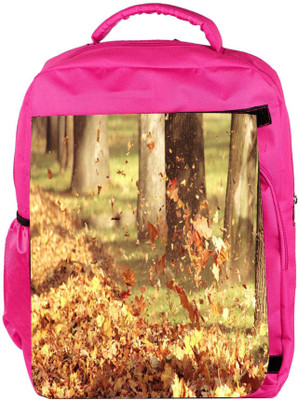 

Snoogg Eco Friendly Canvas Blowing Leaves Designer Backpack Rucksack School Travel Unisex Casual Canvas Bag Bookbag Satchel 5 L Backpack(Pink)