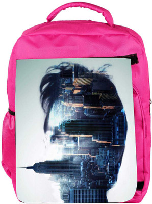 

Snoogg Eco Friendly Canvas City In A Mans Face 2604 Backpack Rucksack School Travel Unisex Casual Canvas Bag Bookbag Satchel 5 L Backpack(Pink)
