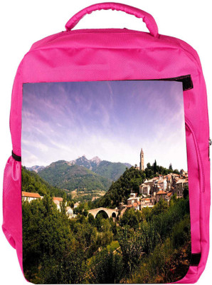 

Snoogg Eco Friendly Canvas Mexican Houses Designer Backpack Rucksack School Travel Unisex Casual Canvas Bag Bookbag Satchel 5 L Backpack(Pink)