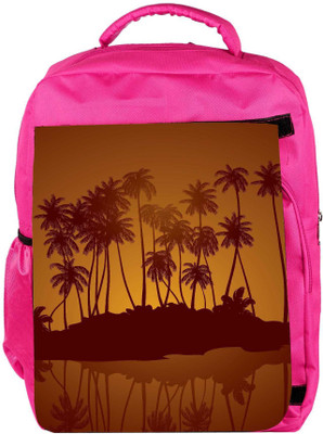 

Snoogg Eco Friendly Canvas Tropical Night Vector Background Backpack Rucksack School Travel Unisex Casual Canvas Bag Bookbag Satchel 5 L Backpack(Pink)