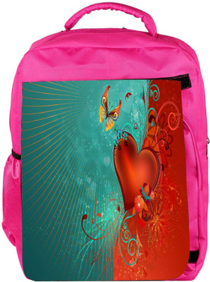 

Snoogg Eco Friendly Canvas Heart And Butterfly Designer Backpack Rucksack School Travel Unisex Casual Canvas Bag Bookbag Satchel 5 L Backpack(Pink)