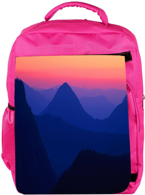 

Snoogg Eco Friendly Canvas Mountain Nite View Designer Backpack Rucksack School Travel Unisex Casual Canvas Bag Bookbag Satchel 5 L Backpack(Pink)