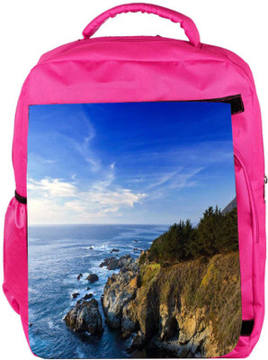 

Snoogg Eco Friendly Canvas Ocean Near The Forest Designer Backpack Rucksack School Travel Unisex Casual Canvas Bag Bookbag Satchel 5 L Backpack(Pink)