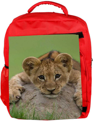 

Snoogg Eco Friendly Canvas Baby Lion Backpack Rucksack School Travel Unisex Casual Canvas Bag Bookbag Satchel 5 L Laptop Backpack(Red)