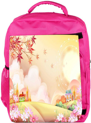 

Snoogg Eco Friendly Canvas Colorful Town 2609 Backpack Rucksack School Travel Unisex Casual Canvas Bag Bookbag Satchel 5 L Backpack(Pink)