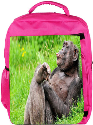 

Snoogg Eco Friendly Canvas Teasing Chimpanese Designer Backpack Rucksack School Travel Unisex Casual Canvas Bag Bookbag Satchel 5 L Backpack(Pink)