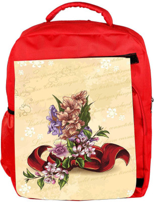 

Snoogg Eco Friendly Canvas Floral Vector Background Illustration With Bow And Floral Bouquet Backpack Rucksack School Travel Unisex Casual Canvas Bag Bookbag Satchel 5 L Laptop Backpack(Red)