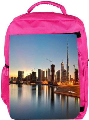 

Snoogg Eco Friendly Canvas Dubai The Dream City Designer Backpack Rucksack School Travel Unisex Casual Canvas Bag Bookbag Satchel 5 L Backpack(Pink)
