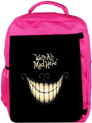 

Snoogg Eco Friendly Canvas Weâ€™Re All Mad Here Backpack Rucksack School Travel Unisex Casual Canvas Bag Bookbag Satchel 5 L Backpack(Pink)
