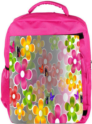 

Snoogg Eco Friendly Canvas Multicolored Daisies And Butterflies 2662 Backpack Rucksack School Travel Unisex Casual Canvas Bag Bookbag Satchel 5 L Backpack(Pink)