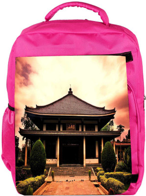 

Snoogg Eco Friendly Canvas Shangai Temple Designer Backpack Rucksack School Travel Unisex Casual Canvas Bag Bookbag Satchel 5 L Backpack(Pink)