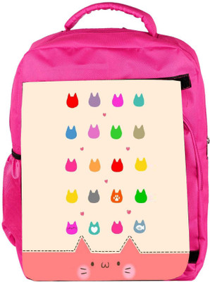 

Snoogg Eco Friendly Canvas Cute Kitty Icons Backpack Rucksack School Travel Unisex Casual Canvas Bag Bookbag Satchel 5 L Backpack(Pink)