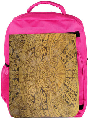 

Snoogg Eco Friendly Canvas Abstract Golden Design Designer Backpack Rucksack School Travel Unisex Casual Canvas Bag Bookbag Satchel 5 L Backpack(Pink)
