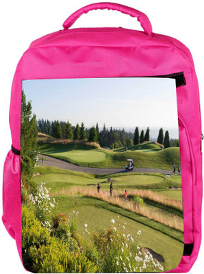 

Snoogg Eco Friendly Canvas Abstract Golf Players Designer Backpack Rucksack School Travel Unisex Casual Canvas Bag Bookbag Satchel 5 L Backpack(Pink)