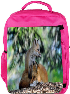 

Snoogg Eco Friendly Canvas Family Fox Designer Backpack Rucksack School Travel Unisex Casual Canvas Bag Bookbag Satchel 5 L Backpack(Pink)