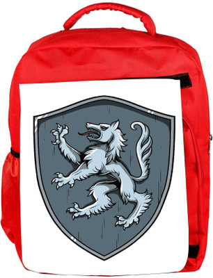 

Snoogg Eco Friendly Canvas Crests Vector Element Backpack Rucksack School Travel Unisex Casual Canvas Bag Bookbag Satchel 5 L Laptop Backpack(Red)