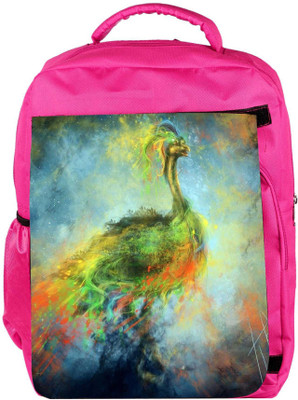 

Snoogg Eco Friendly Canvas Mysterious Peacock Designer Backpack Rucksack School Travel Unisex Casual Canvas Bag Bookbag Satchel 5 L Backpack(Pink)