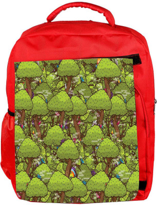 

Snoogg Eco Friendly Canvas Trees Digital Abstract Designer Backpack Rucksack School Travel Unisex Casual Canvas Bag Bookbag Satchel 5 L Laptop Backpack(Red)