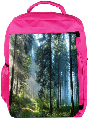 

Snoogg Eco Friendly Canvas Morning Forest Designer Backpack Rucksack School Travel Unisex Casual Canvas Bag Bookbag Satchel 5 L Backpack(Pink)