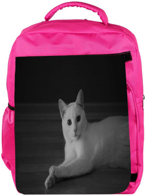 

Snoogg Eco Friendly Canvas Curious White Cat Designer Backpack Rucksack School Travel Unisex Casual Canvas Bag Bookbag Satchel 5 L Backpack(Pink)