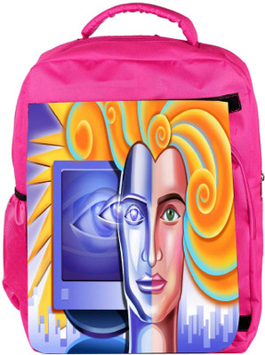 

Snoogg Eco Friendly Canvas Abstract Blue Pattern Designer Backpack Rucksack School Travel Unisex Casual Canvas Bag Bookbag Satchel 5 L Backpack(Pink)
