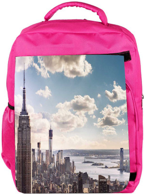 

Snoogg Eco Friendly Canvas Building And Cloud Designer Backpack Rucksack School Travel Unisex Casual Canvas Bag Bookbag Satchel 5 L Backpack(Pink)