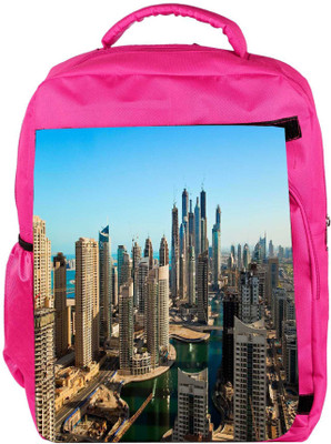 

Snoogg Eco Friendly Canvas Buildings In Dubai Designer Backpack Rucksack School Travel Unisex Casual Canvas Bag Bookbag Satchel 5 L Backpack(Pink)