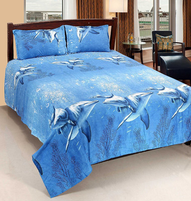 

SINGHS VILLAS DECOR 144 TC Polycotton Double 3D Printed Bedsheet(Pack of 1, Multicolor)