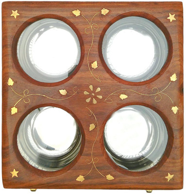 

Ruby Perl Wooden Dry Fruits/Spice Steel Bowl Sets Wooden Bowl(Brown, Pack of 1)