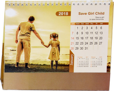 

Indigo Creatives Sunny103 2018 Table Calendar(Multicolor, Save The Girl Child)