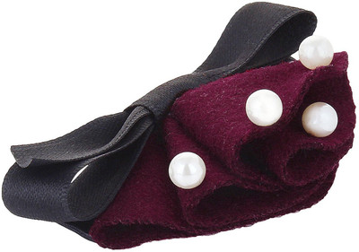 

Fayon Daily Casual Work Black Bow Maroon Flower Hair Clip(Maroon)