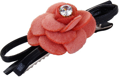 

Fayon Daily Casual Work Black Clip With Peach Rose Hair Clip(Pink)