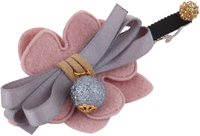 

Fayon Party Style Diva Grey Lace Bow Peach Flower Hair Clip(Grey)