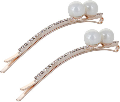 

Fayon Chic Stylish Golden Double Pearl Hair Clip(Gold)