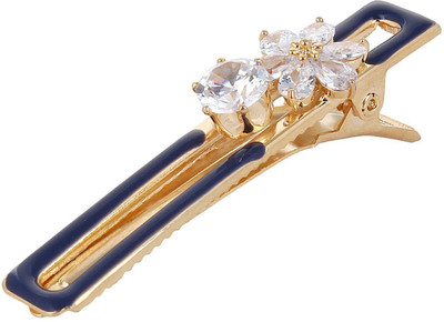 

Fayon Designer Modern White Crystal Flower Blue Hair Clip(Blue)