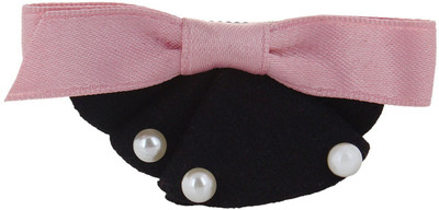 

Fayon Contemporary Statement Peach Bow Black Flower Hair Clip(Black)