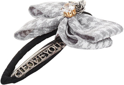 

Fayon Fabulous Statement Grey Rose With Bow Black Hair Clip(Grey)