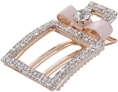 

Fayon Chic Stylish Peach Funky Bow Rhinestone Square Hair Clip(Pink)