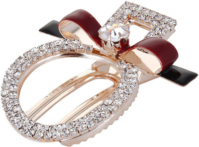 

Fayon Daily Casual Work White Rhinestone Red Bow Circle Hair Clip(Red)
