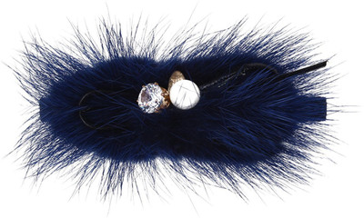 

Fayon Chic Stylish Blue Beanie Crystal And Pearl Blue Hair Clip(Blue)