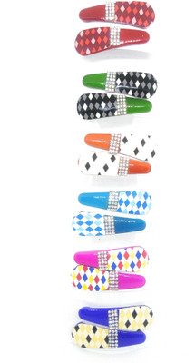 

khubsurat Tic-Tac Hair Clips for Girls & Women, Stone Stud. Set of 6 Pairs Different Colors Tic Tac Clip(Multicolor)