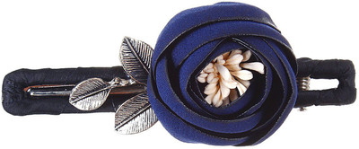 

Fayon Designer Modern Blue Rose With Silver Leaf Hair Clip(Blue)