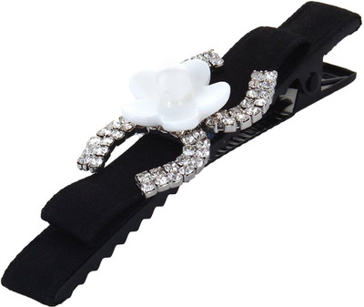 

Fayon Fabulous Statement Black Clip With White Flower Hair Clip(Black)