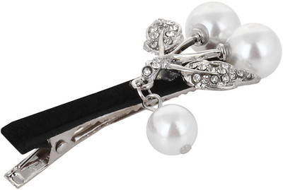 

Fayon Party Style Diva White Unique Pearl Black Hair Clip(Black)