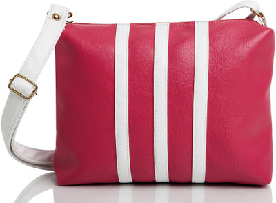 

Mammon Girls Casual Pink, White Rexine, Velvet Sling Bag