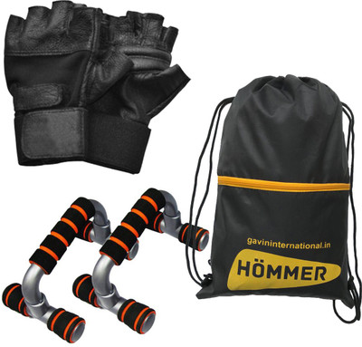 HOMMER FOLDABLE PUSH UP BAR, GYM GLOVES & GYM BAG Gym & Fitness Kit