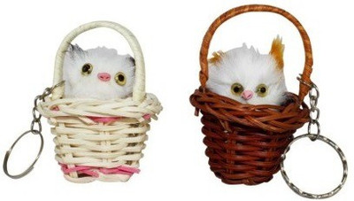 

Mahvi Toys Cute Sweet Couple Kitty Sitting in Basket Key Chain