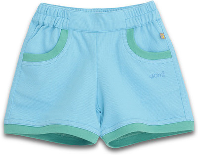

Aomi Short For Girls Casual Solid Cotton(Blue, Pack of 1
