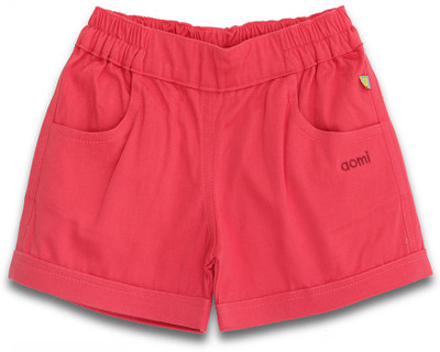 

Aomi Short For Girls Casual Solid Cotton(Red, Pack of 1